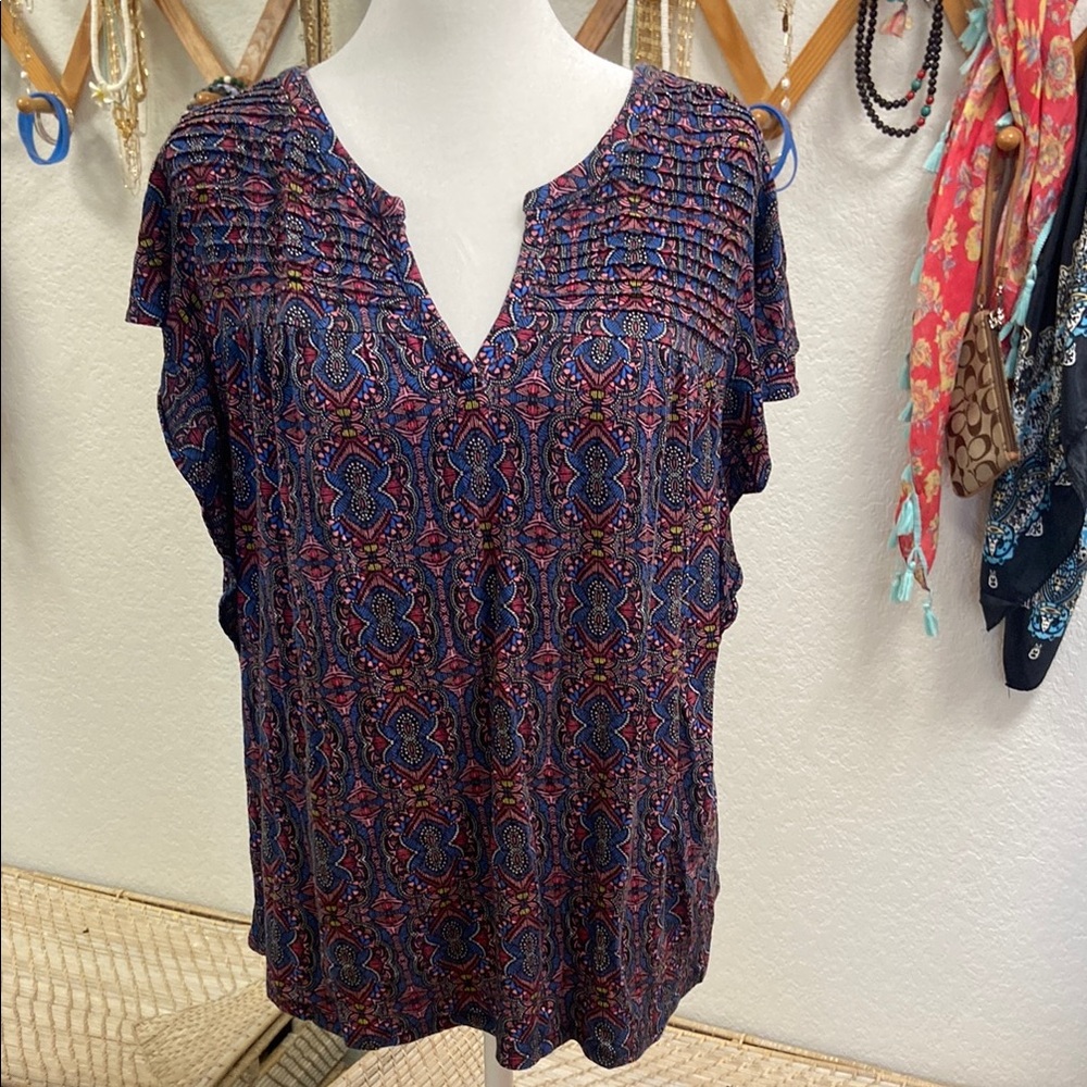 Bohemian Blue Patterned Women's Top